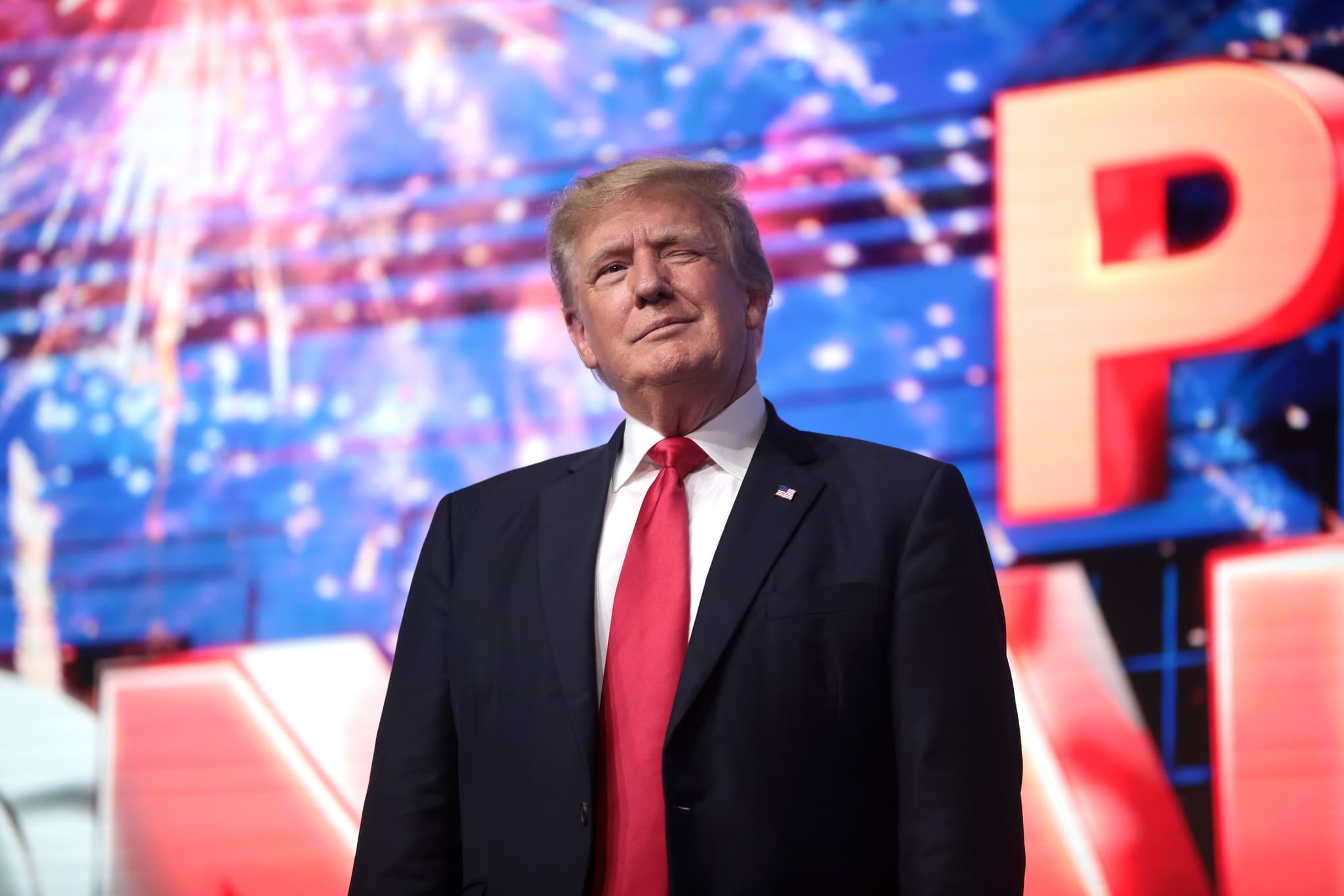 President Donald J. Trump on stage at a Republican event.